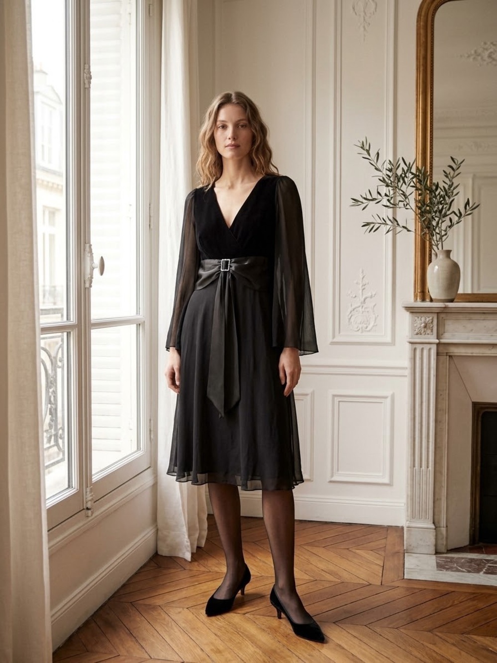 NWT Coldwater Creek Black Chiffon Dress Size 12